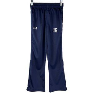 Under Armour Loose Track Pants Girl Navy Blue Size S #16 Zipper Legs